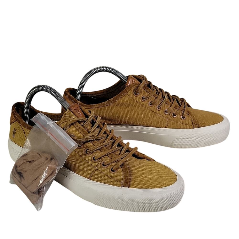 FRYE Ludlow Low Top Cognac Canvas Lace Up Snekers Mens Size 8 NEW